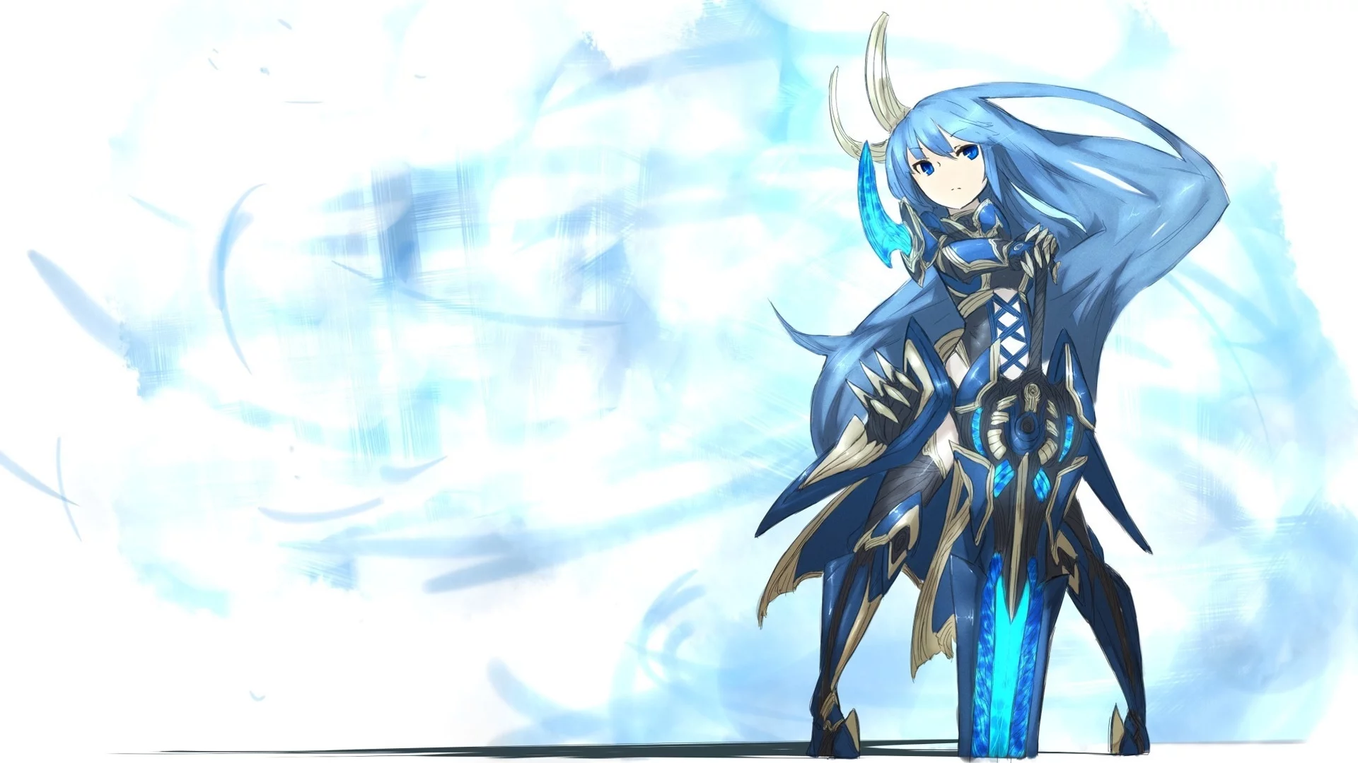 sword, usagi, shirogane, девушка, warrior, girl, меч, синий