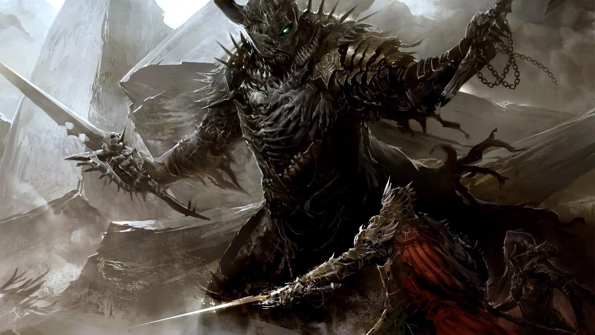 guild wars 2, шлем, бой, доспехи, плащ, рога, меч