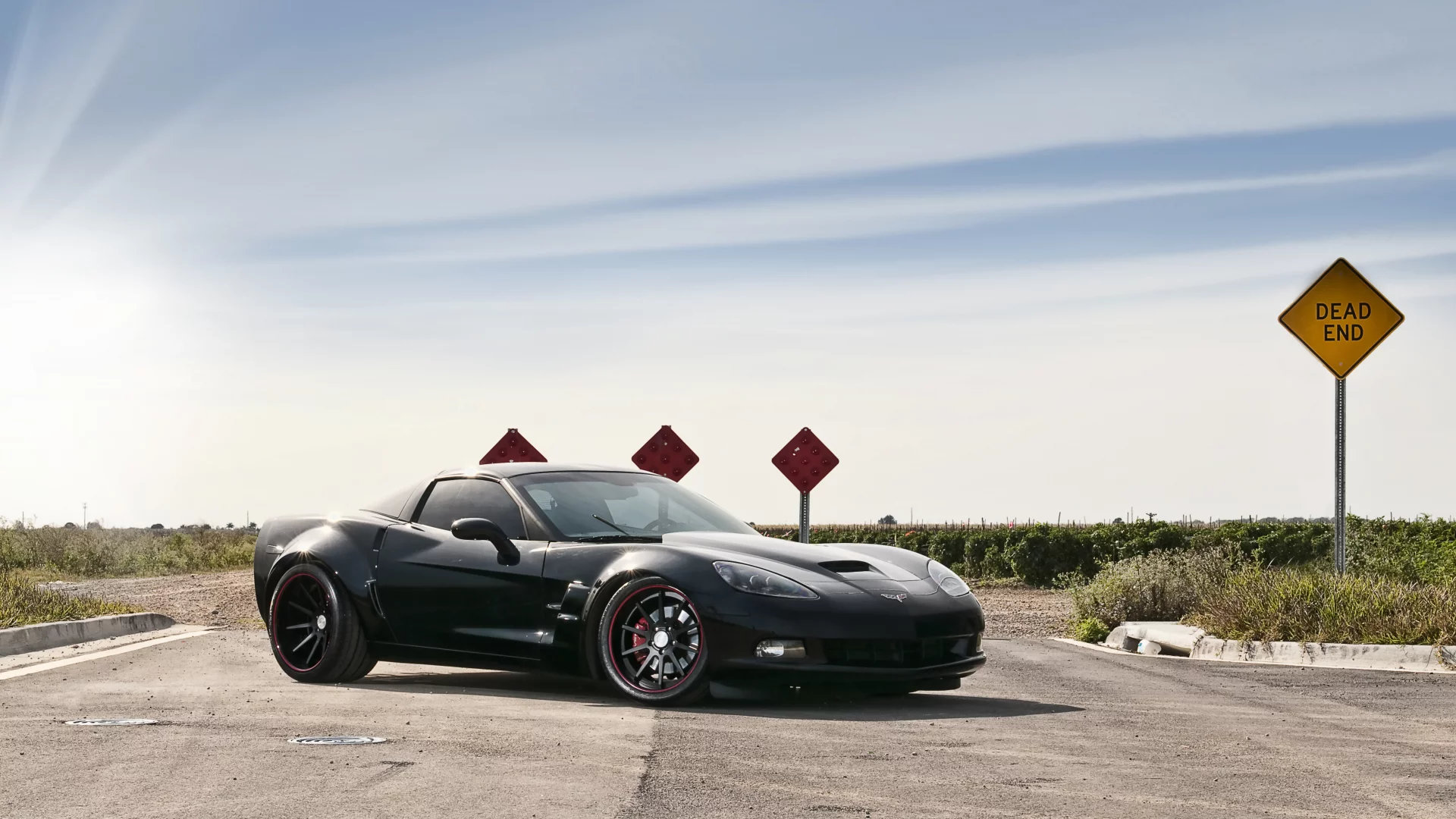 шевроле, z06, 360 three sixty forged, chevrolet, чёрный, corvette, black, передняя часть, корвет, дорожный знак