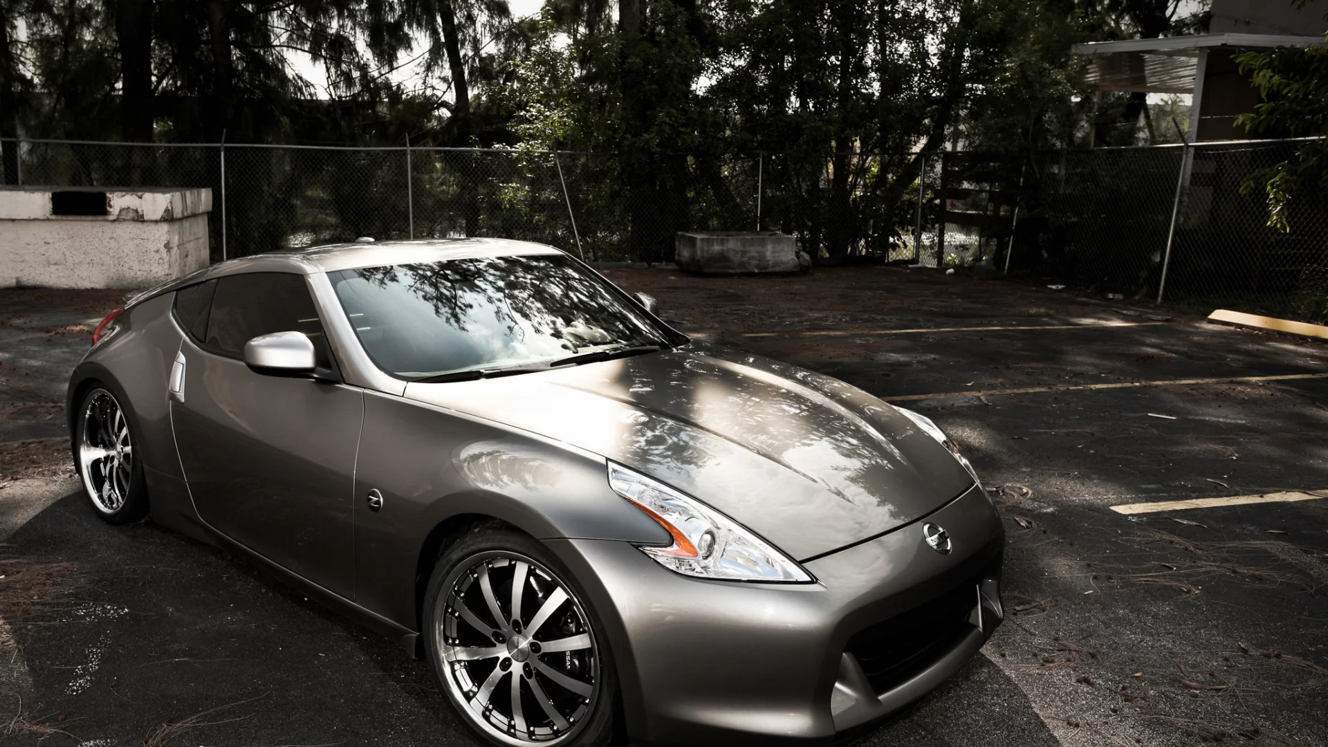 серебристый, nissan, двор, серый, диски, 370z