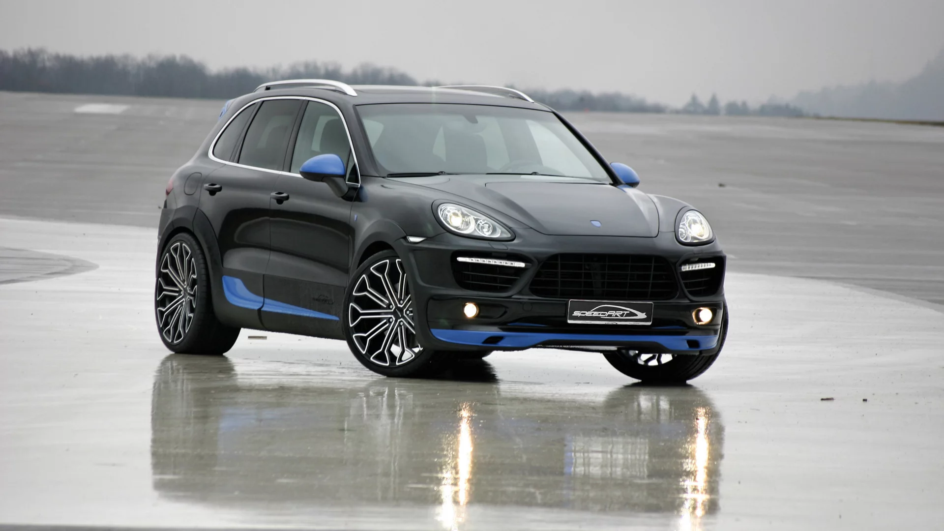car, небо, tuning, отражение, reflection, sky, машина, asphalt, speedart, асфальт, porsche cayenne, 3072x2048
