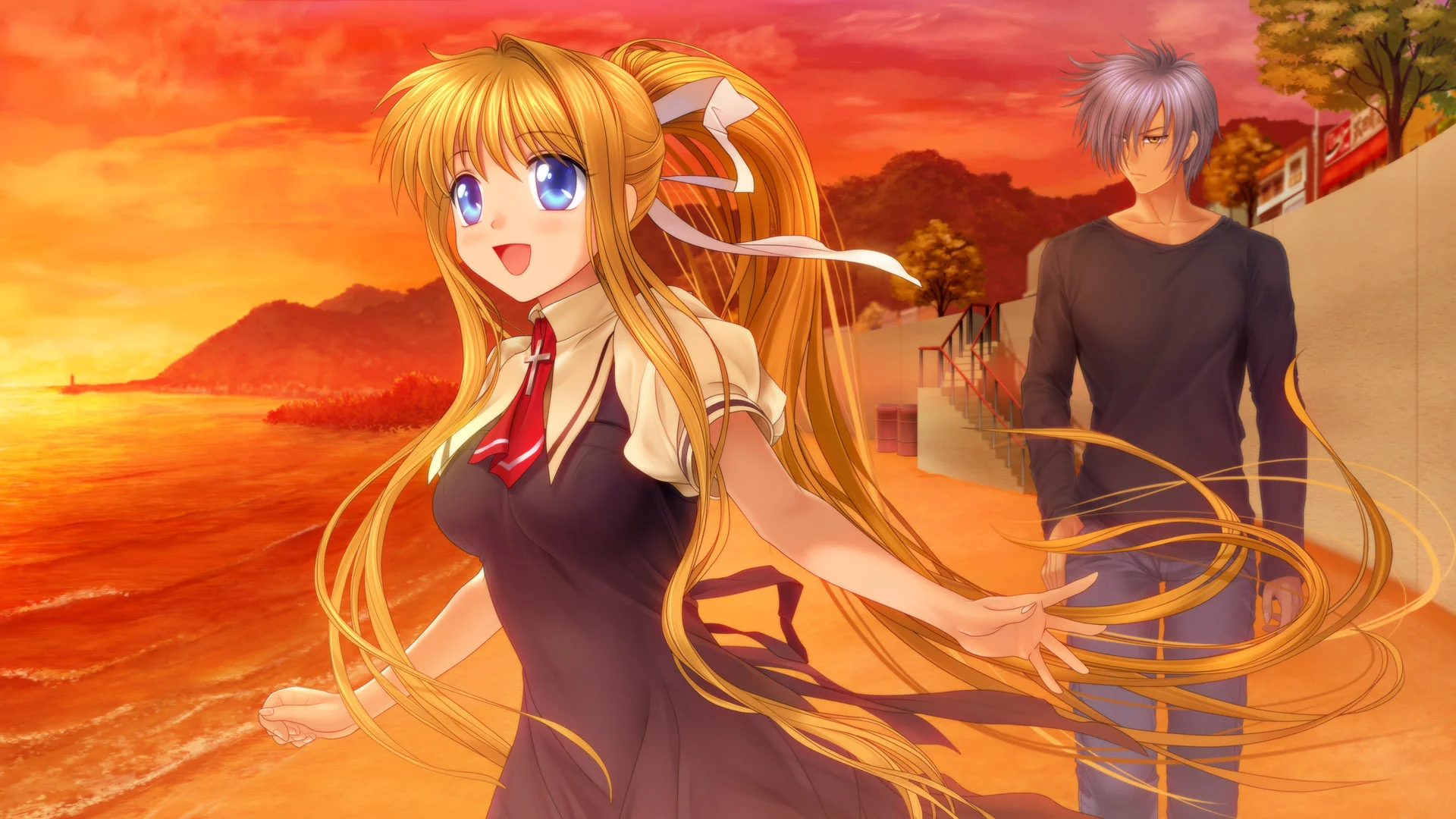 девушка, аниме, парень, kamio misuzu