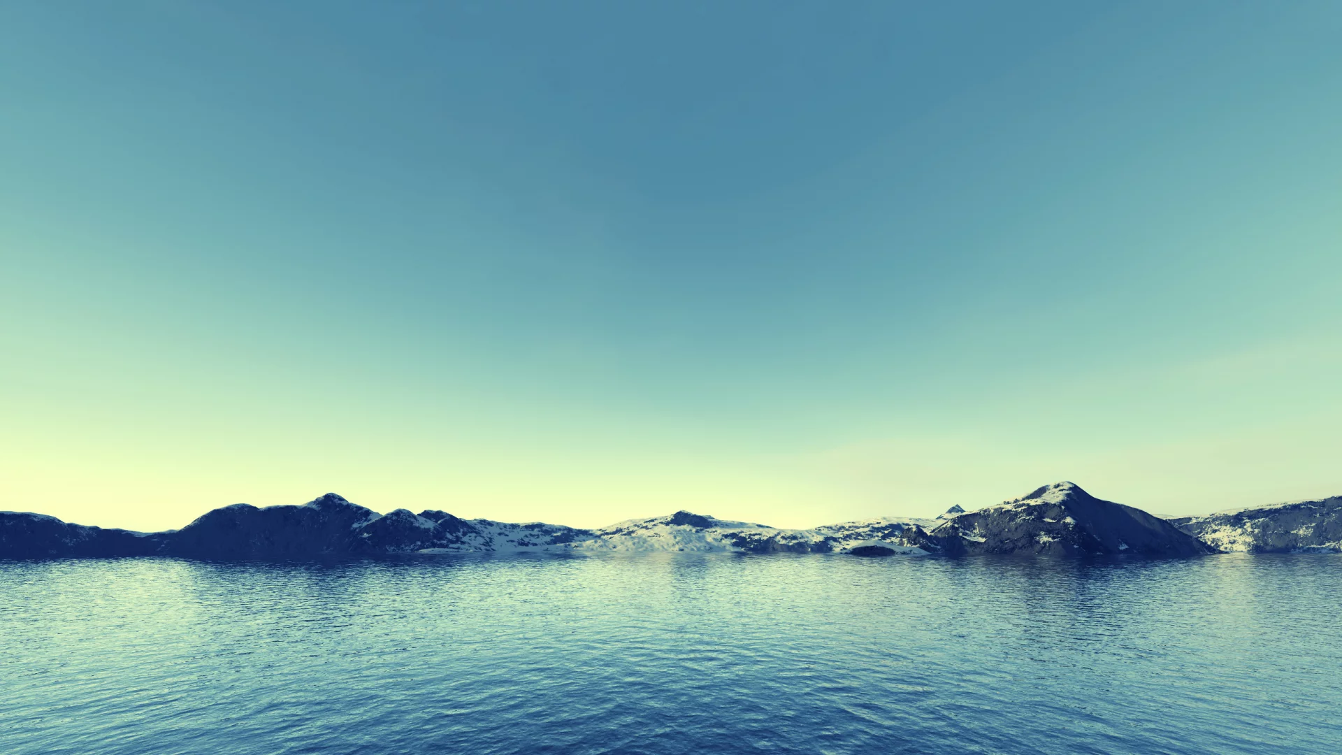снег, вода, скалы, море, горы, небо