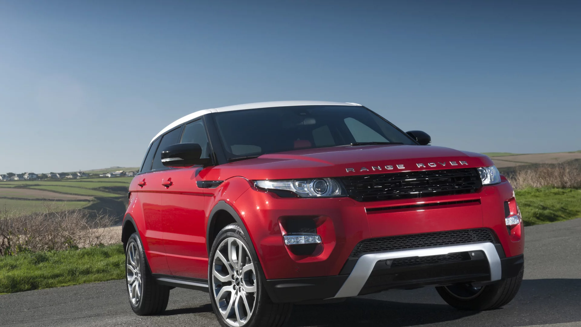 red, range rover, evoque