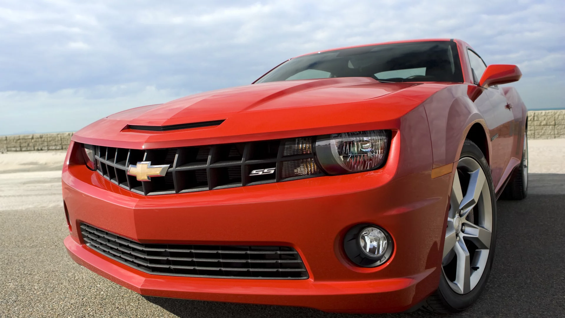 красный, chevrolet, фары, camaro, диски, красота, ss, капот