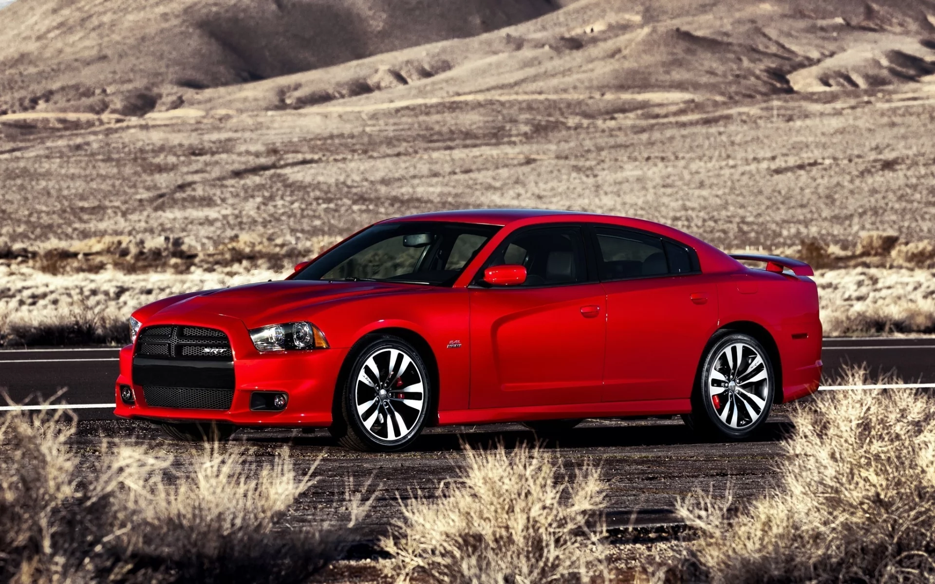 muscle car, кусты, charger, dodge, дорога, srt8, чарджер, додж, мускул кар, красный, срт8, холмы