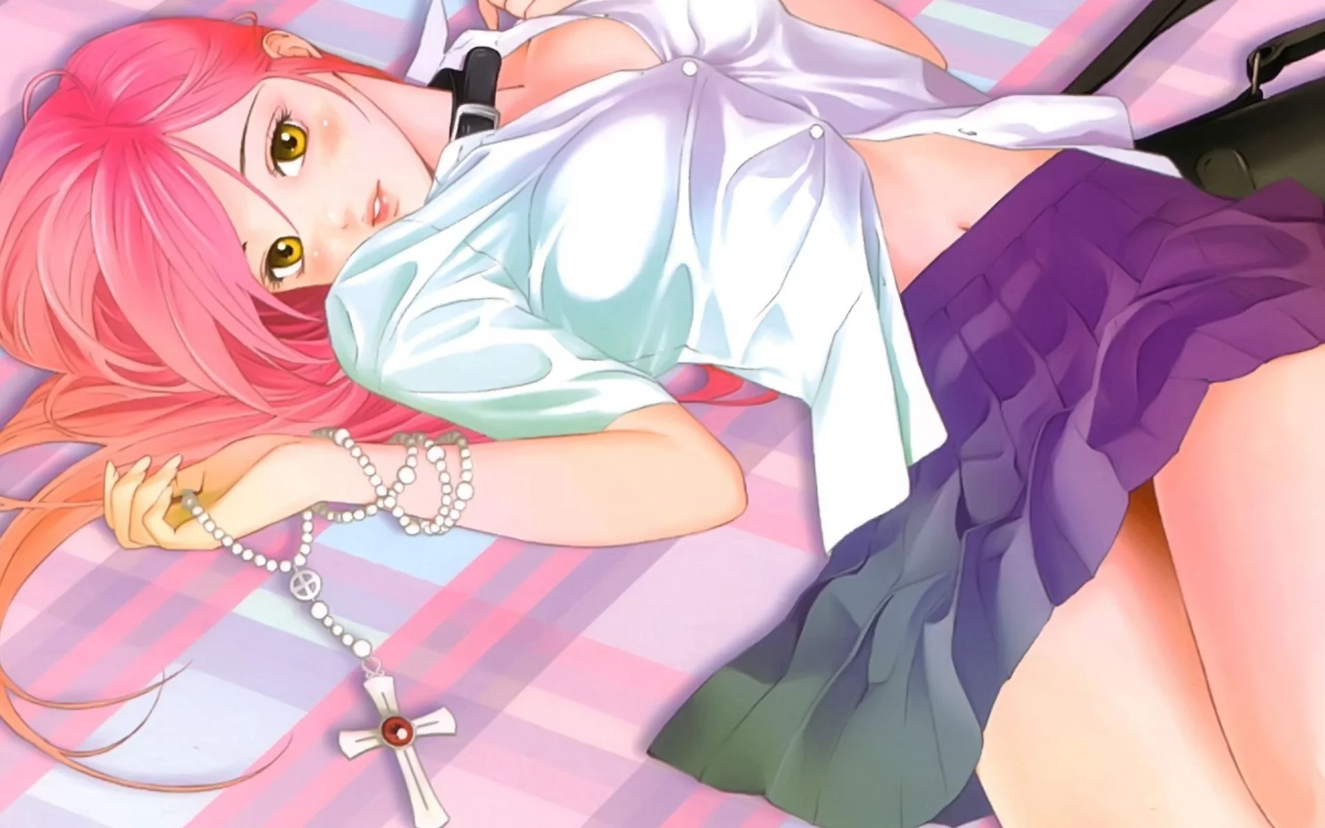 девушка, vampire, rosario vampire, moka akashiya, крестик