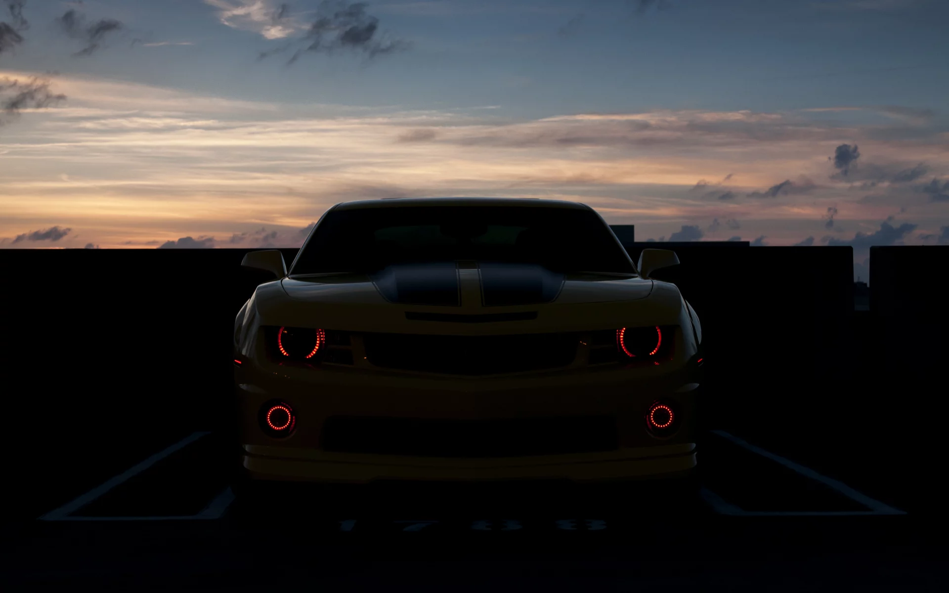 devil eyes, chevrolet camaro, закат