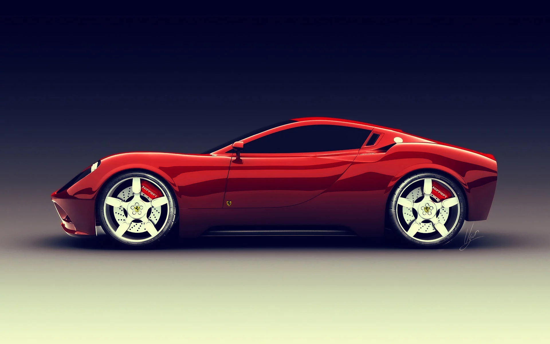 red, car, ferrari, dino
