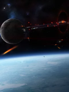 война, уничтожение, spaceships, битва, космос