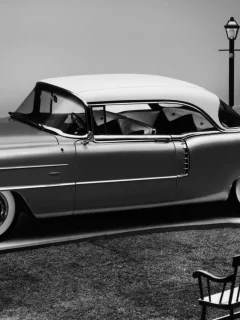 черно-белая, ретро, cadillac eldorado