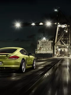 cayman r, порт, дорога, скорость, ночь, краны