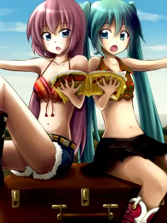 megurine luka, hatsune miku, вокалойд
