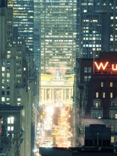 new york city, нью-йорк, night, park avenue, огни, nyc, ночь, w union square, grand central terminal, usa