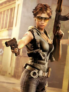 девушка, очки, call of juarez, автомат, the cartel, пистолет