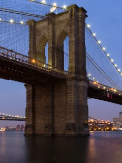 бруклин, вода, манхеттен, нью-йорк, бруклинский мост, мост, brooklyn bridge, new york, огни, manhattan