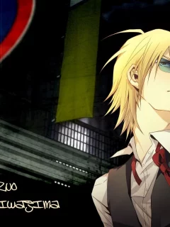 shizuo heiwajima, дорожный знак, durarara, ночь, сигарета, очки
