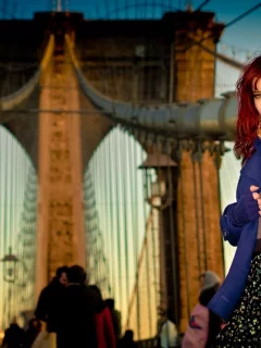 мост, рыжая, бруклинский, стоит, susan coffey, шарф
