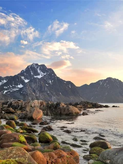 горы, elf bay, океан, камни
