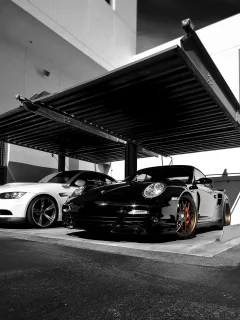 360 forged, тачки, бэха, белый bmw m3, черный porsche 997 tt, порше