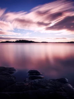 пейзаж, море, природа, закат, облака, небо