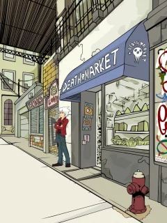 soul eater, аниме, девочки, улица, магазин, парень