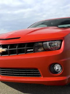 красный, chevrolet, фары, camaro, диски, красота, ss, капот