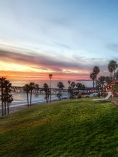 трава, пейзажи, вечера, пальма, океан, пальмы, берег, hdr wallpapers, море, закаты солнца