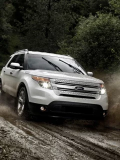 белый, explorer, ford