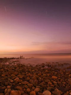 пляж, закат, камни, море