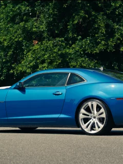 blue, cordon, деревья, ss, шевроле, задняя часть, синий, camaro, камаро, chevrolet, cr-1