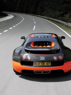 деревья, road, trees, машина, скорость, car, дорога, speed, 3000x2000, bugatti veyron