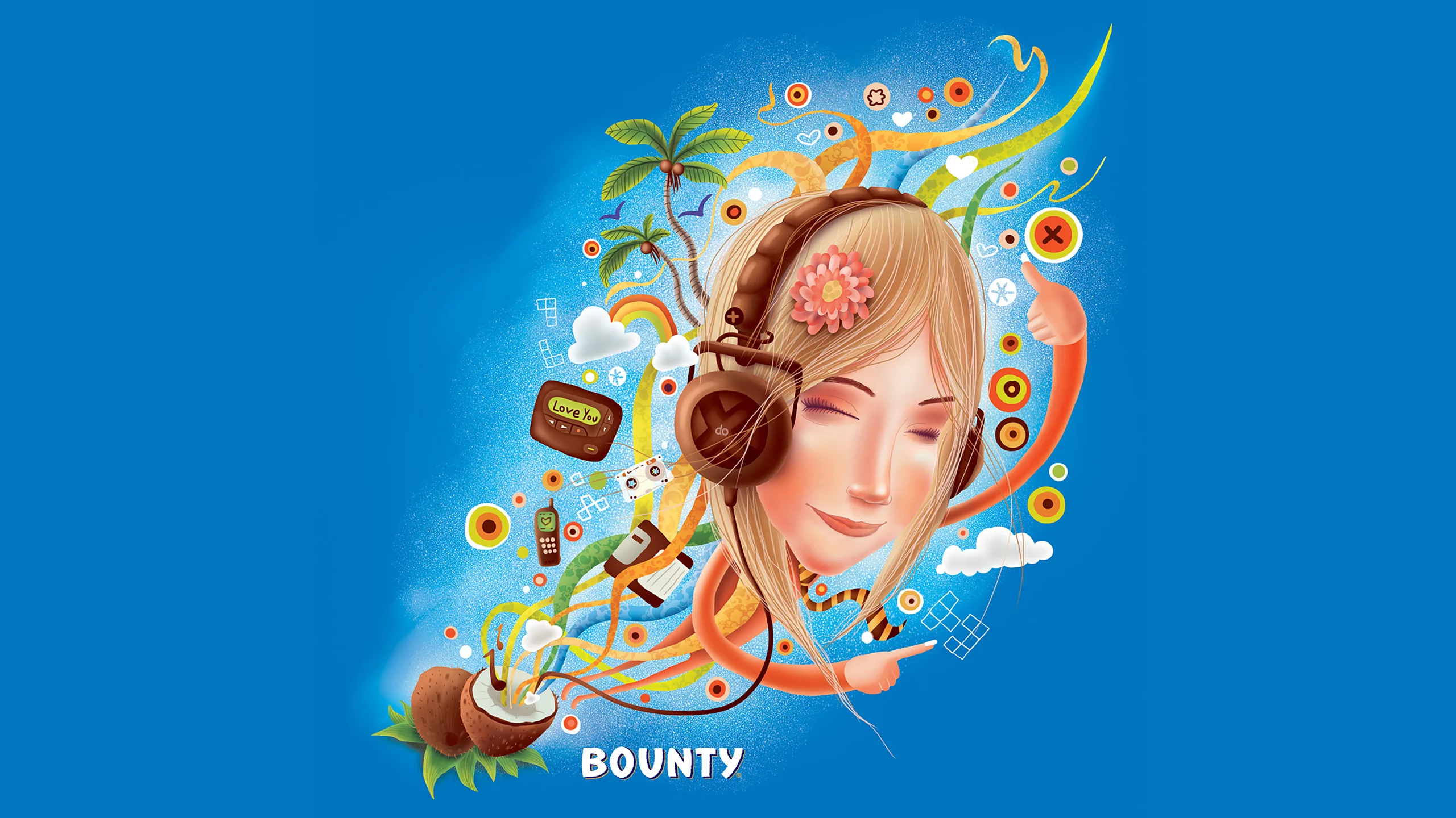 промо, шоколад, нам 20 лет, баунти, bounty, наушники, батончик, кокос, девушка
