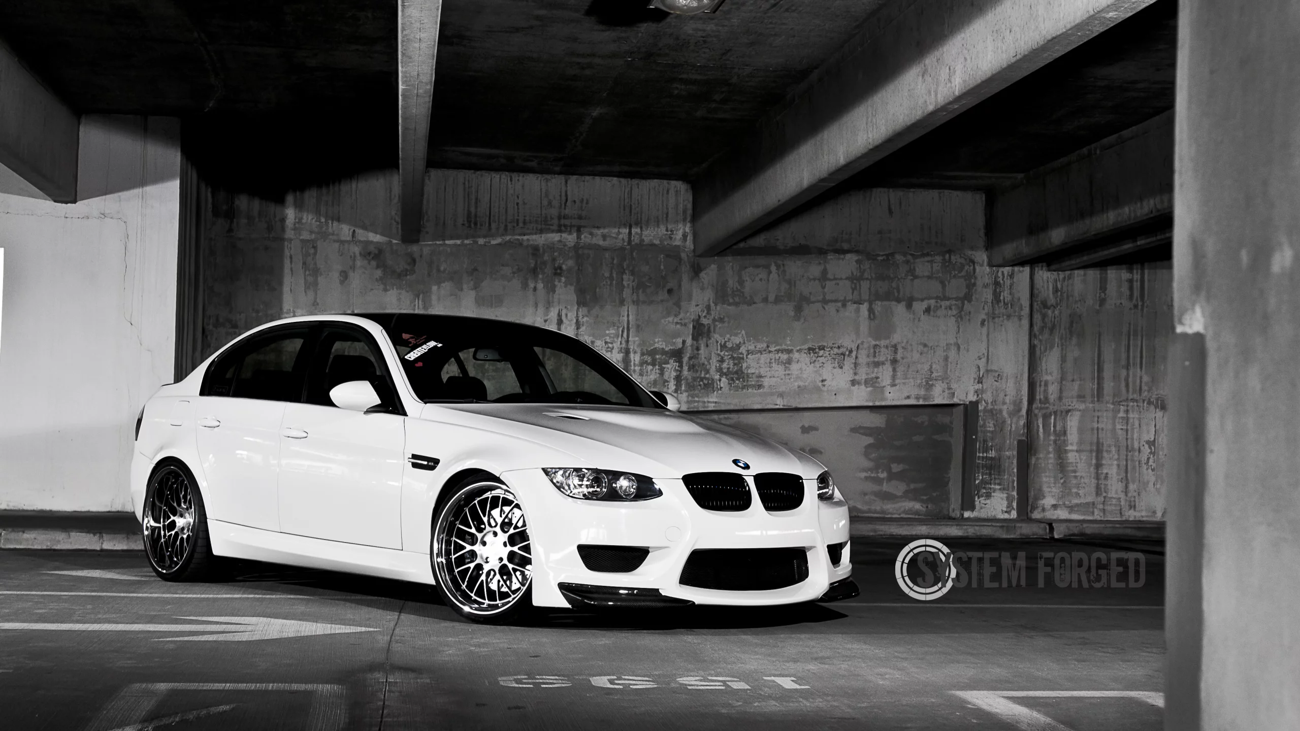 bmw, e90, парковка, white, белый, m3, system forged, бмв, передняя часть