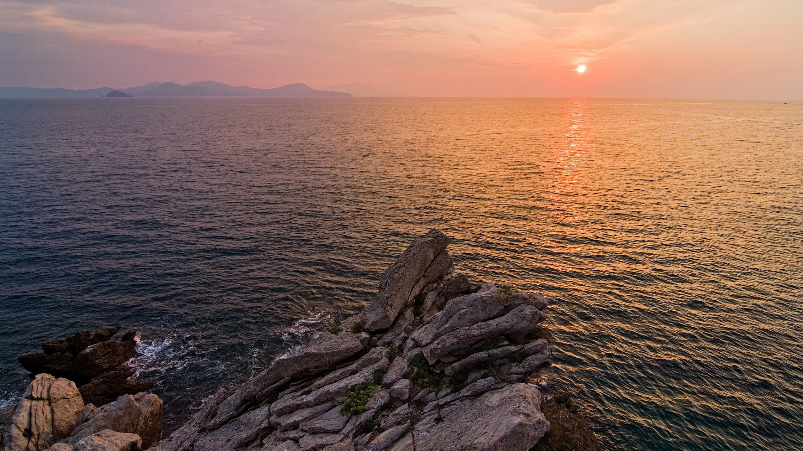 камни, скалы, закат, море, солнце, пейзаж, небо