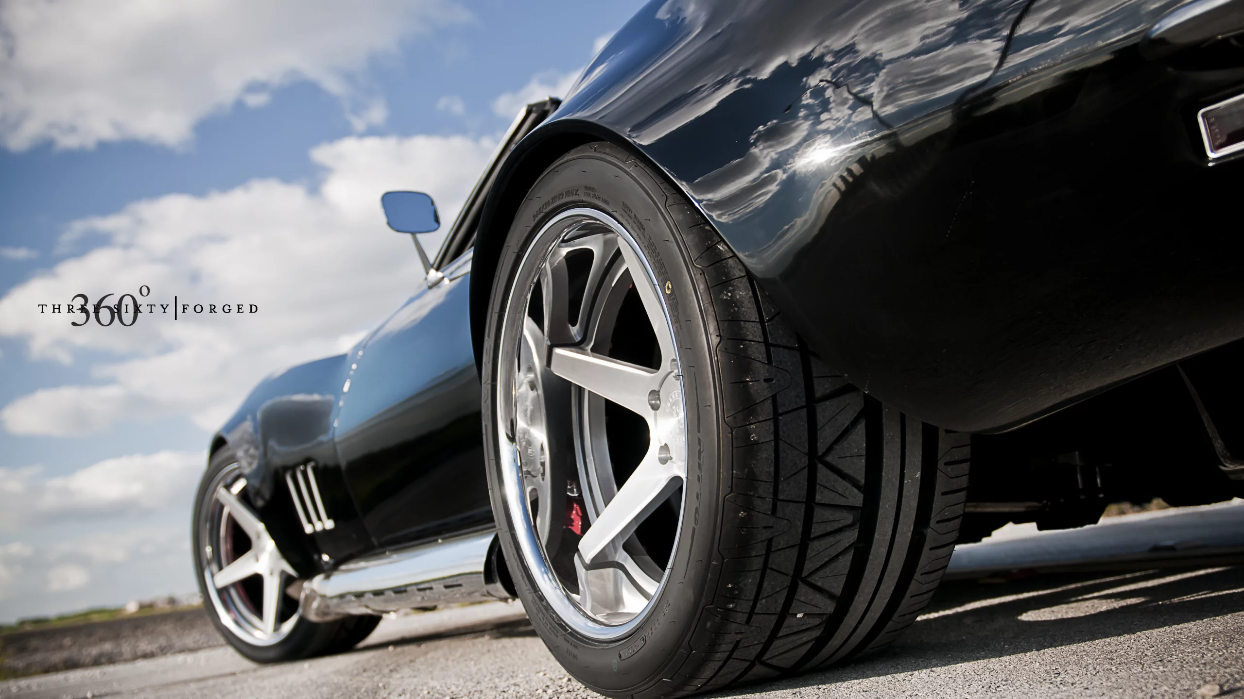 chevrolet, задняя часть, облака, шевроле, корвет, 360 three sixty forged, black, c3, чёрный, corvette, небо