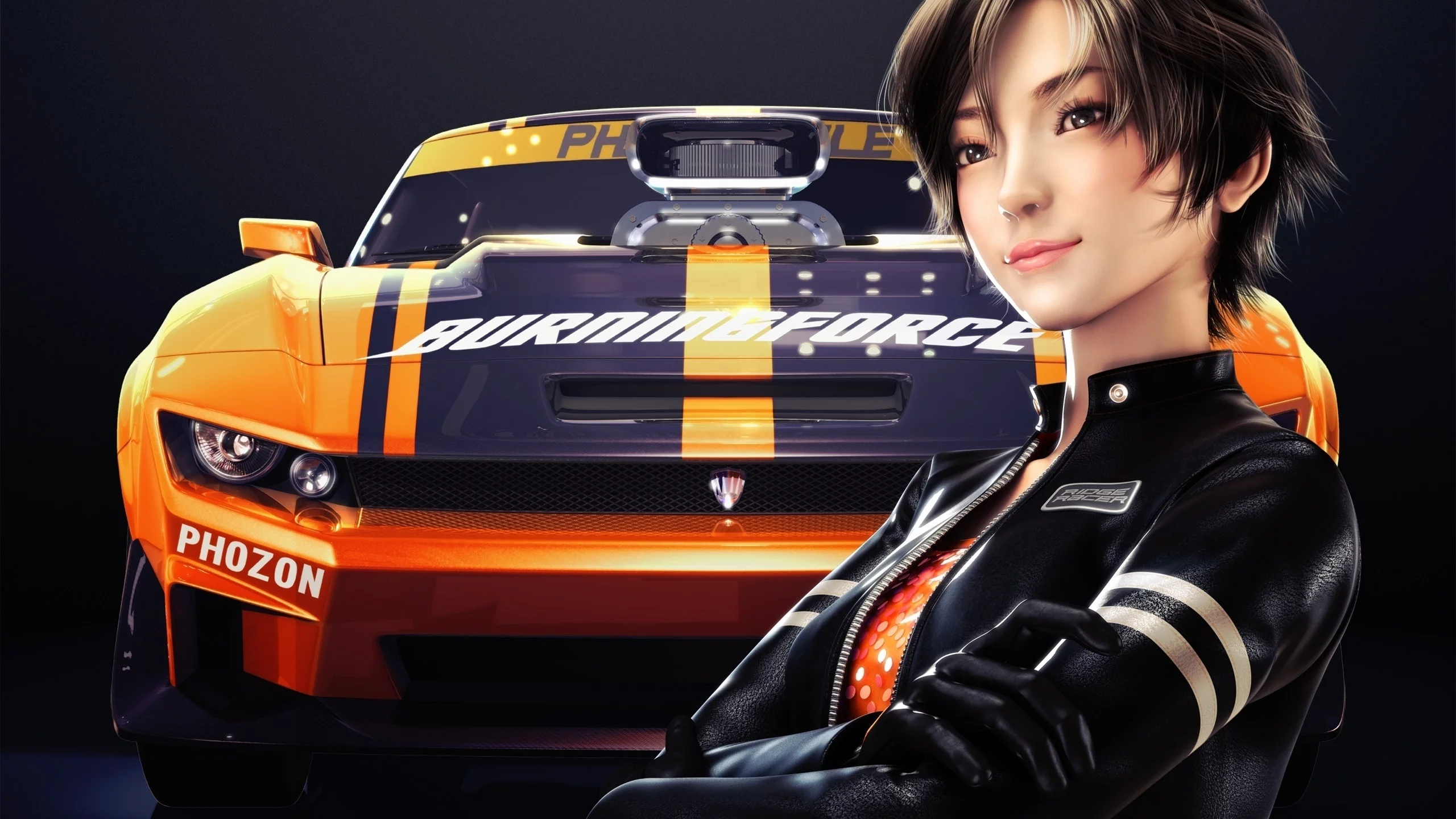 ridge racer 3d, азиатка, машина, улыбка, девушка