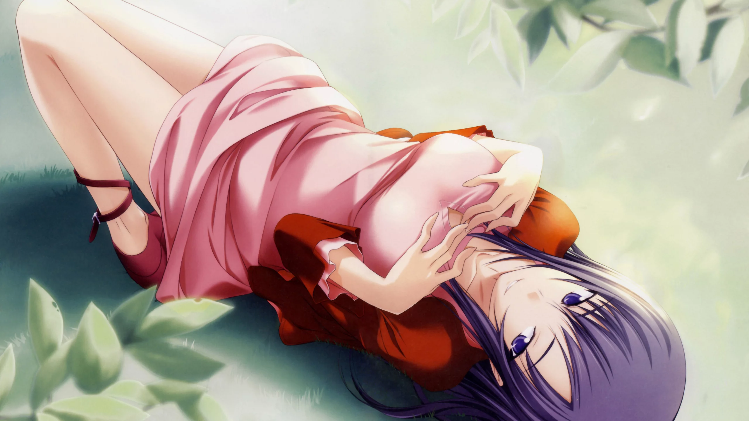 девушка, взгляд, saeko busujima, платье