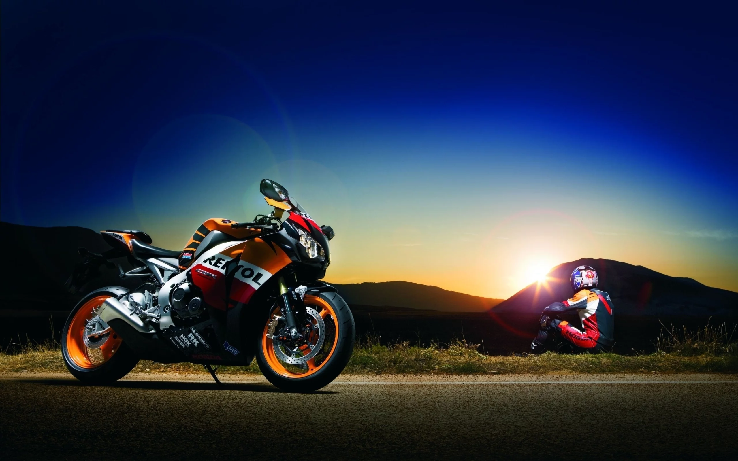 блик, закат, cbr, мотоцикл, honda, мотоциклист, хонда, fireblade