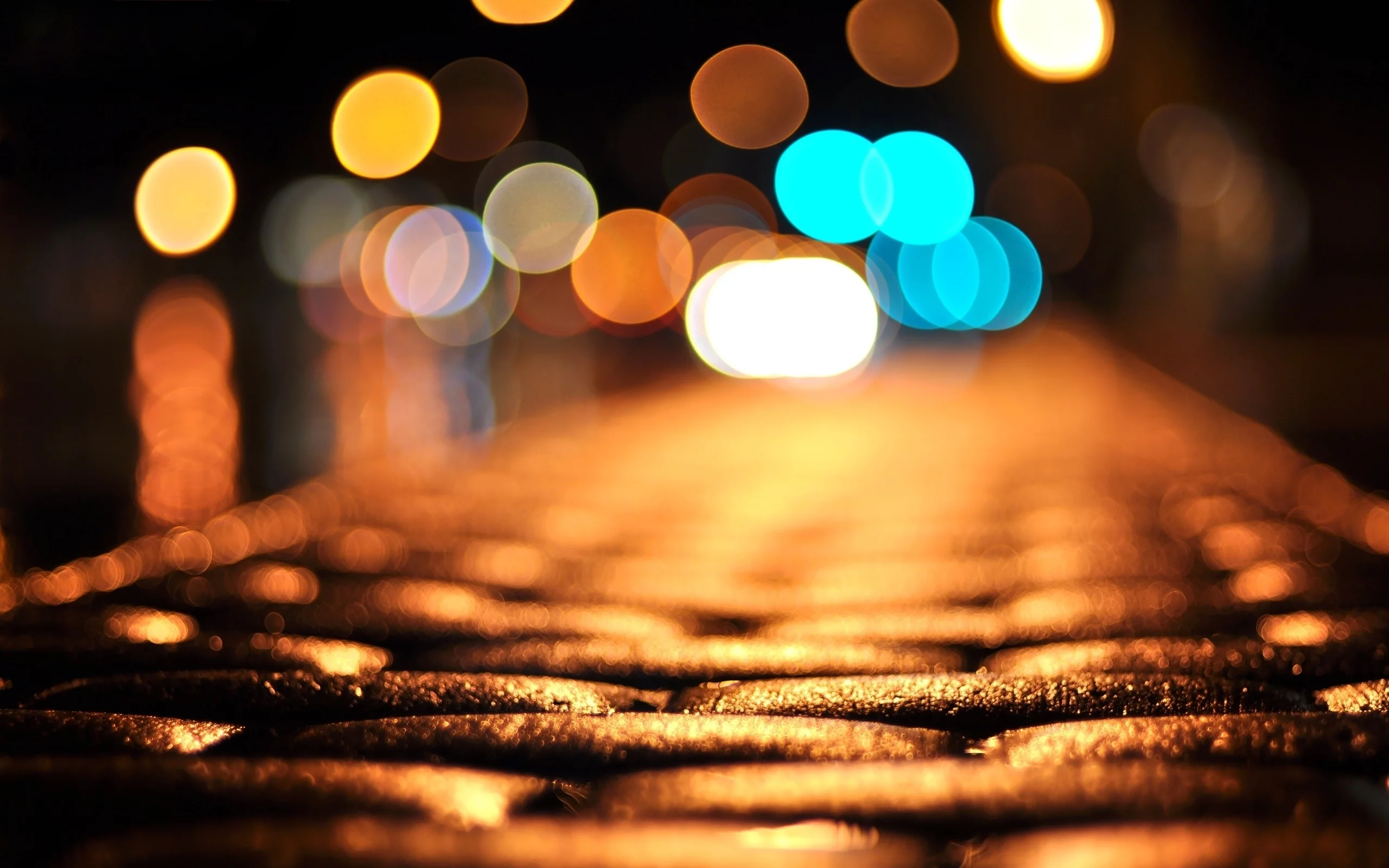 bokeh, огни, мостовая