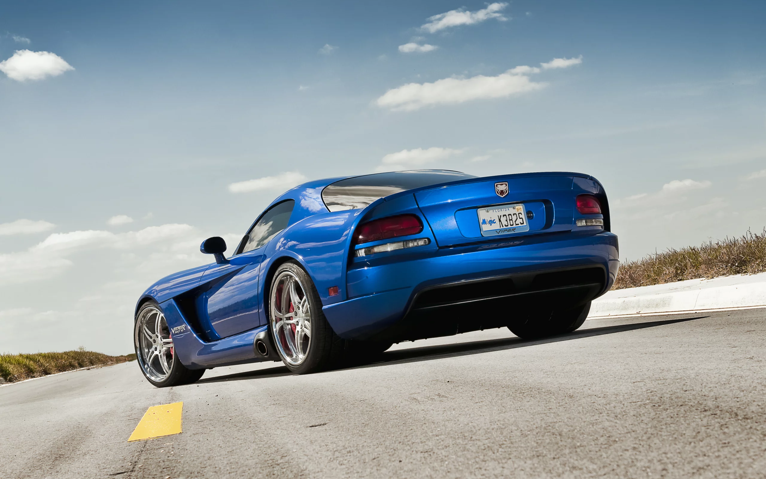 360 three sixty forged, вайпер, асфальт, разметка, синий, додж, задняя часть, srt 10, viper, blue, dodge