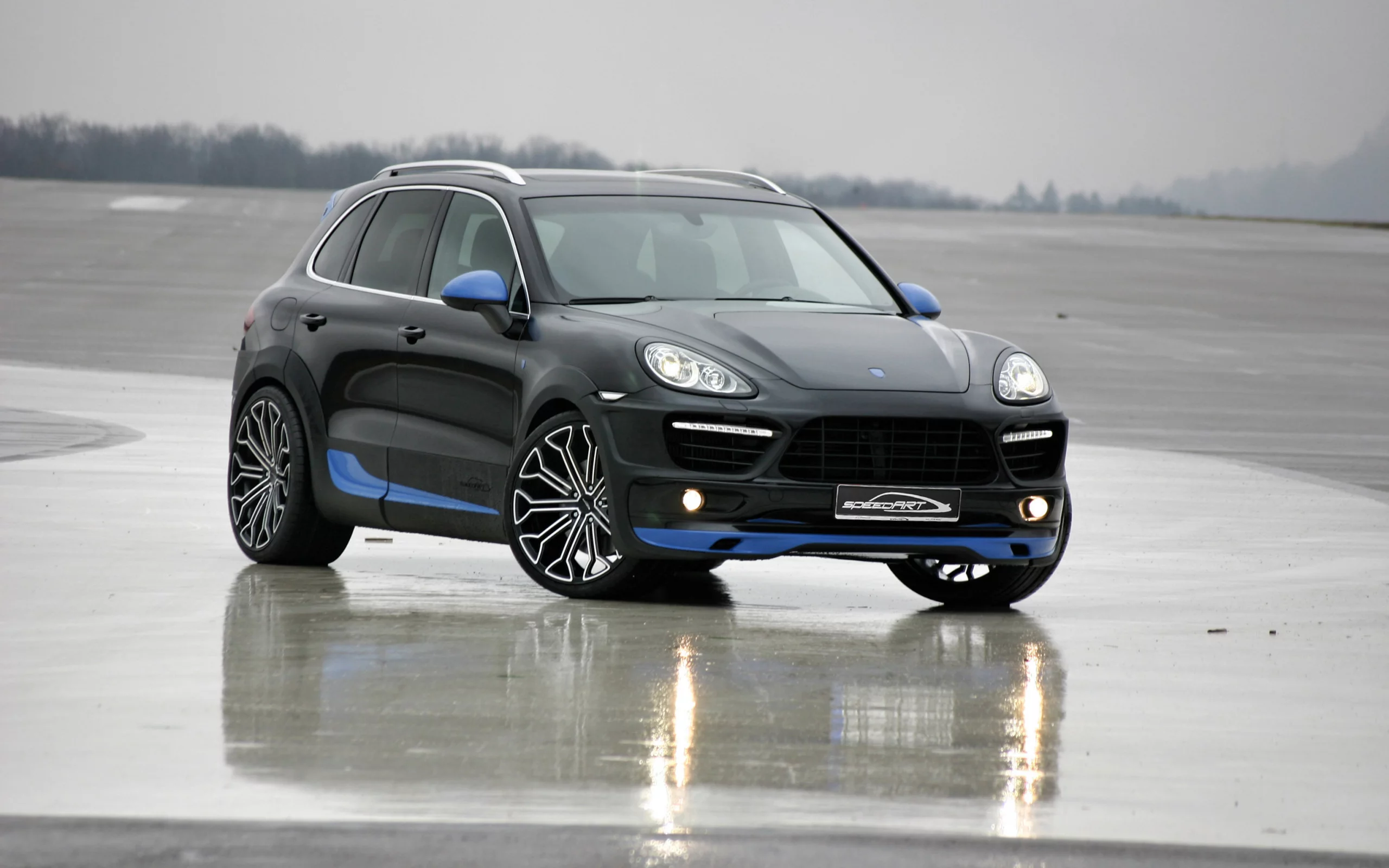 car, небо, tuning, отражение, reflection, sky, машина, asphalt, speedart, асфальт, porsche cayenne, 3072x2048