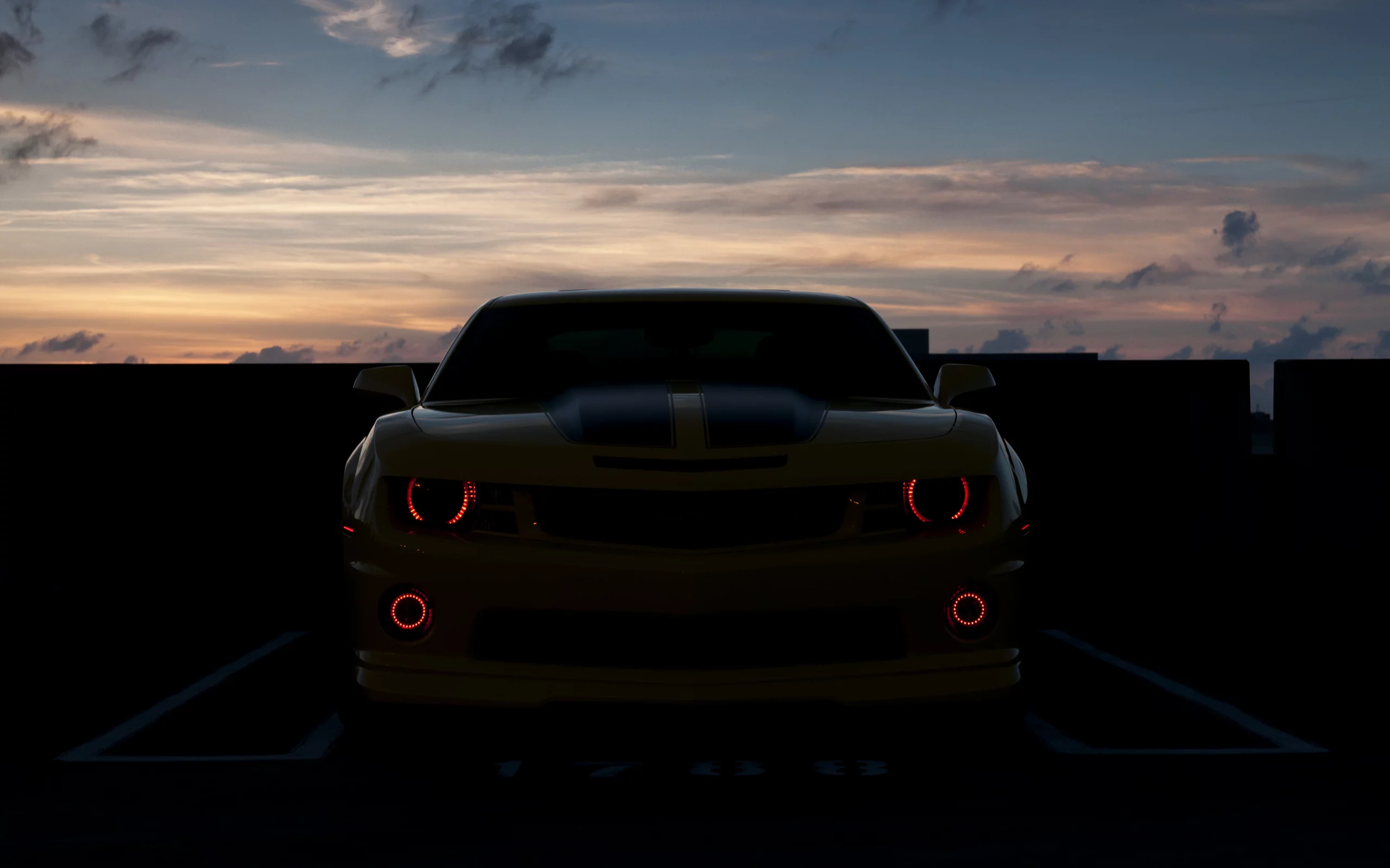 devil eyes, chevrolet camaro, закат