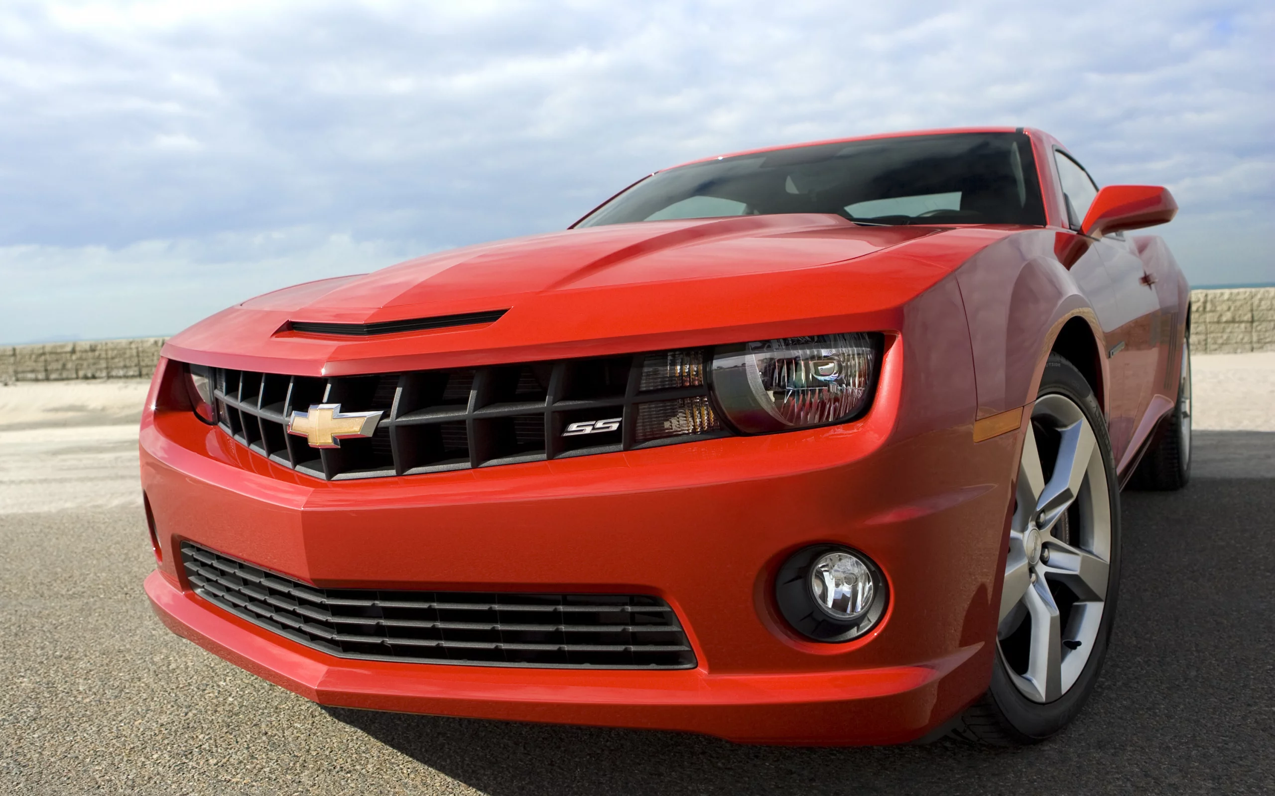 красный, chevrolet, фары, camaro, диски, красота, ss, капот