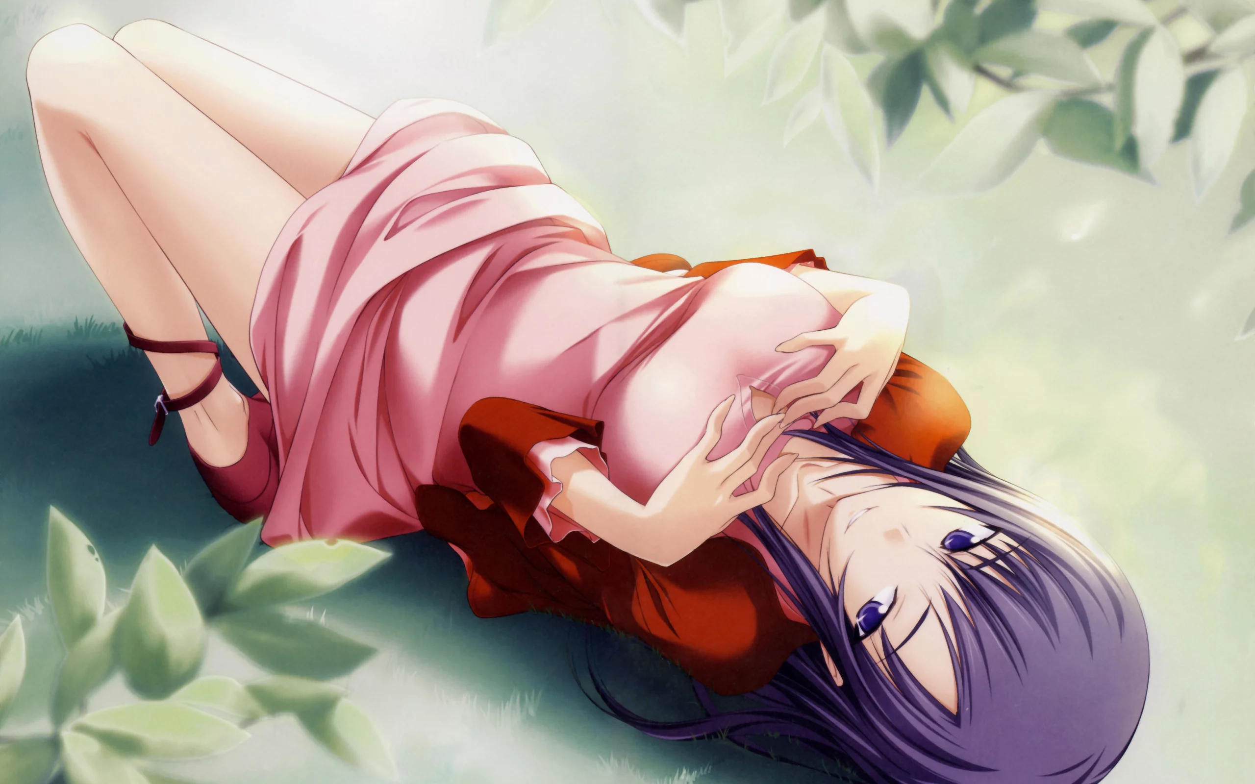 девушка, взгляд, saeko busujima, платье