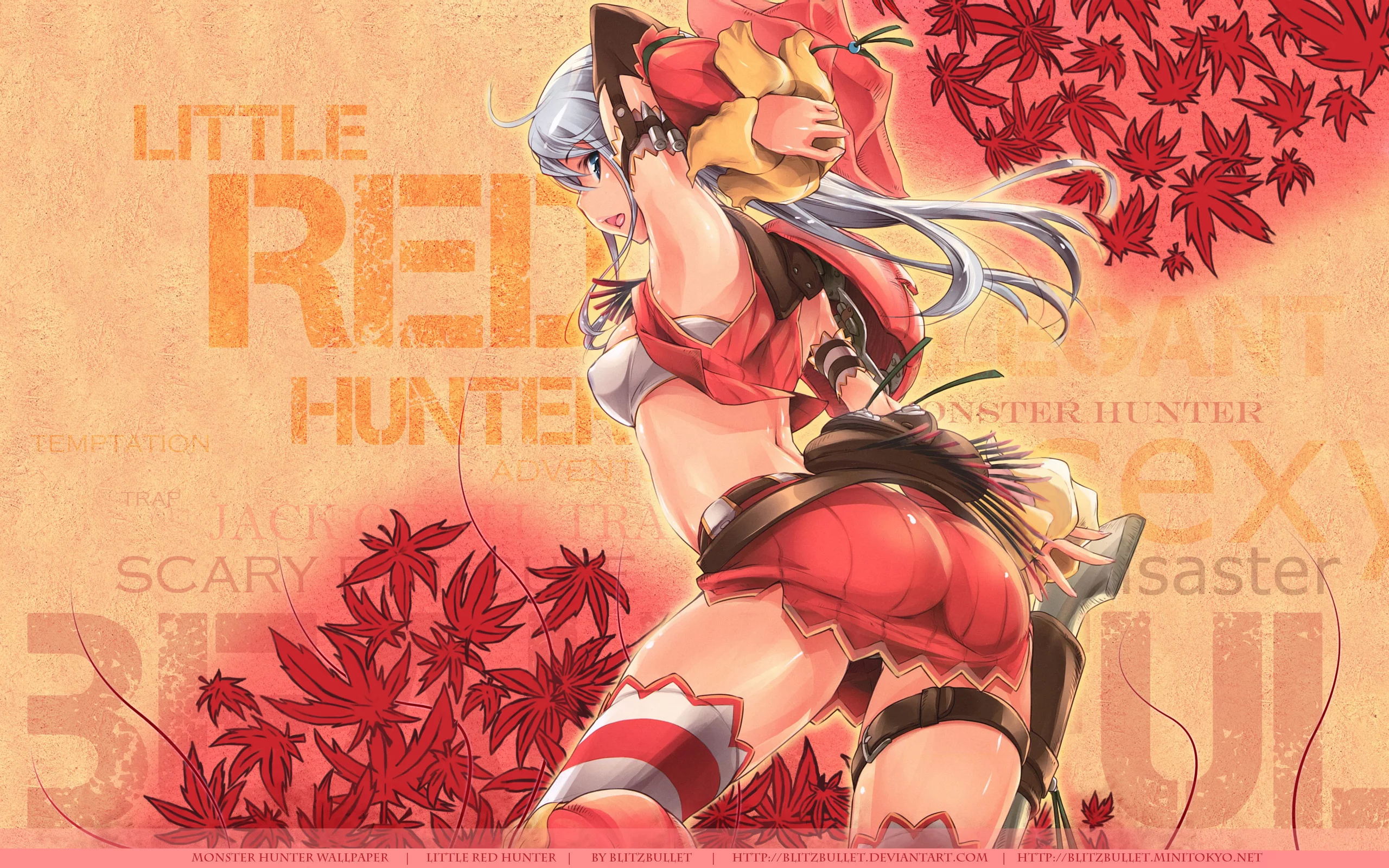 девушка, попка, листья, little red hunter