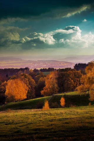 осень, небо, город