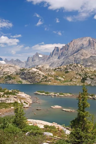 природа, usa, лес, island lake, bridger national forest, bridger wilderness, горы, озеро