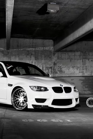 bmw, e90, парковка, white, белый, m3, system forged, бмв, передняя часть