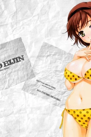 бумага, взгляд, купальник, natsume honma, текстура, zettai shougeki, девушка, фон